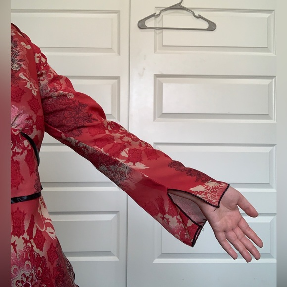 Studio Y red semi sheer, tie back top - Picture 7 of 11